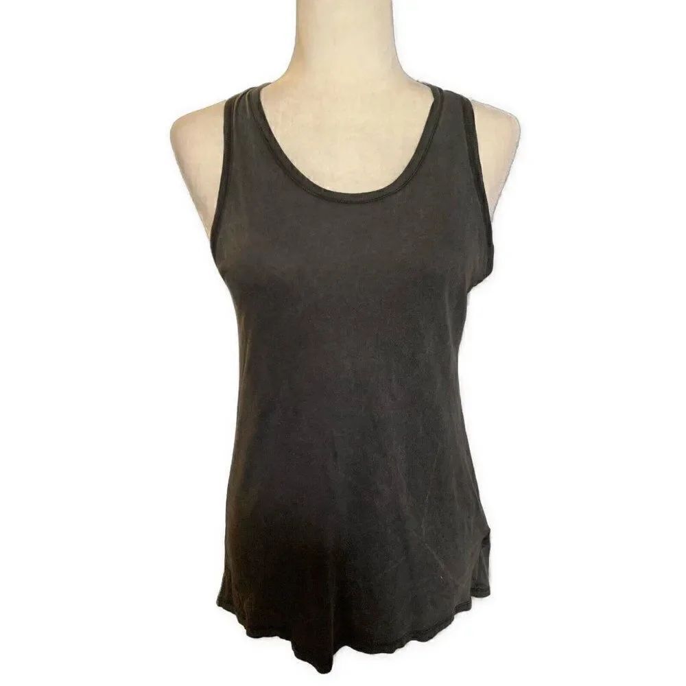 Zara Womens Solid Gray Crew Neck Special T Tank Top Cotton Small